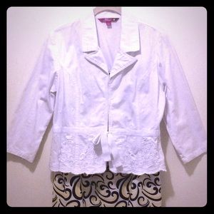 SO Embroidered White Denim Jacket/Blazer